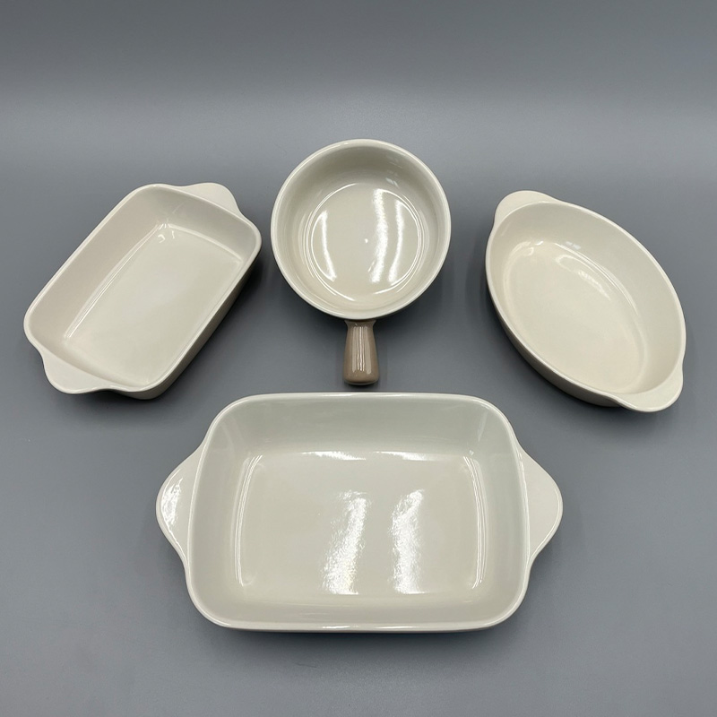 Rectangular cake microwave bakeware ceramic dinner set nordic baking plate porcelain bakeware with handle baking dish